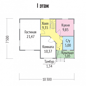 Проект каркасного дома с небольшой кухней / План 1 этажа