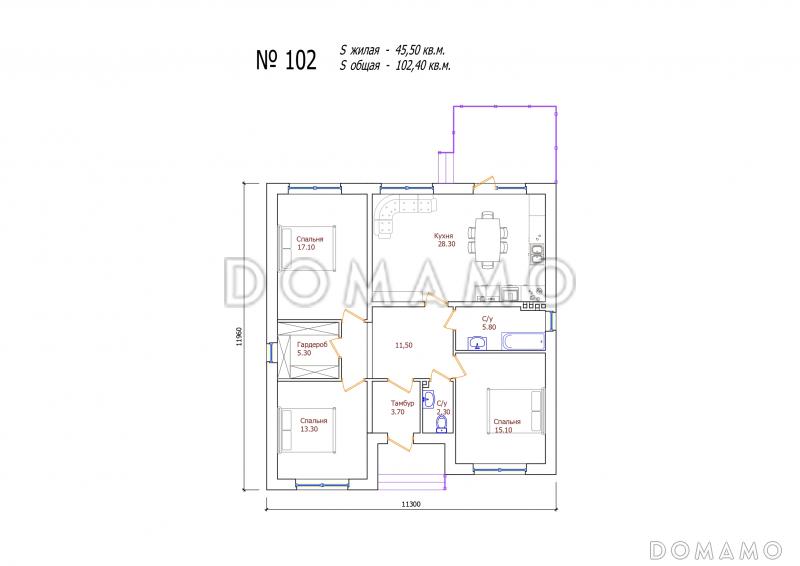 Проект 102 / План 1 этажа
