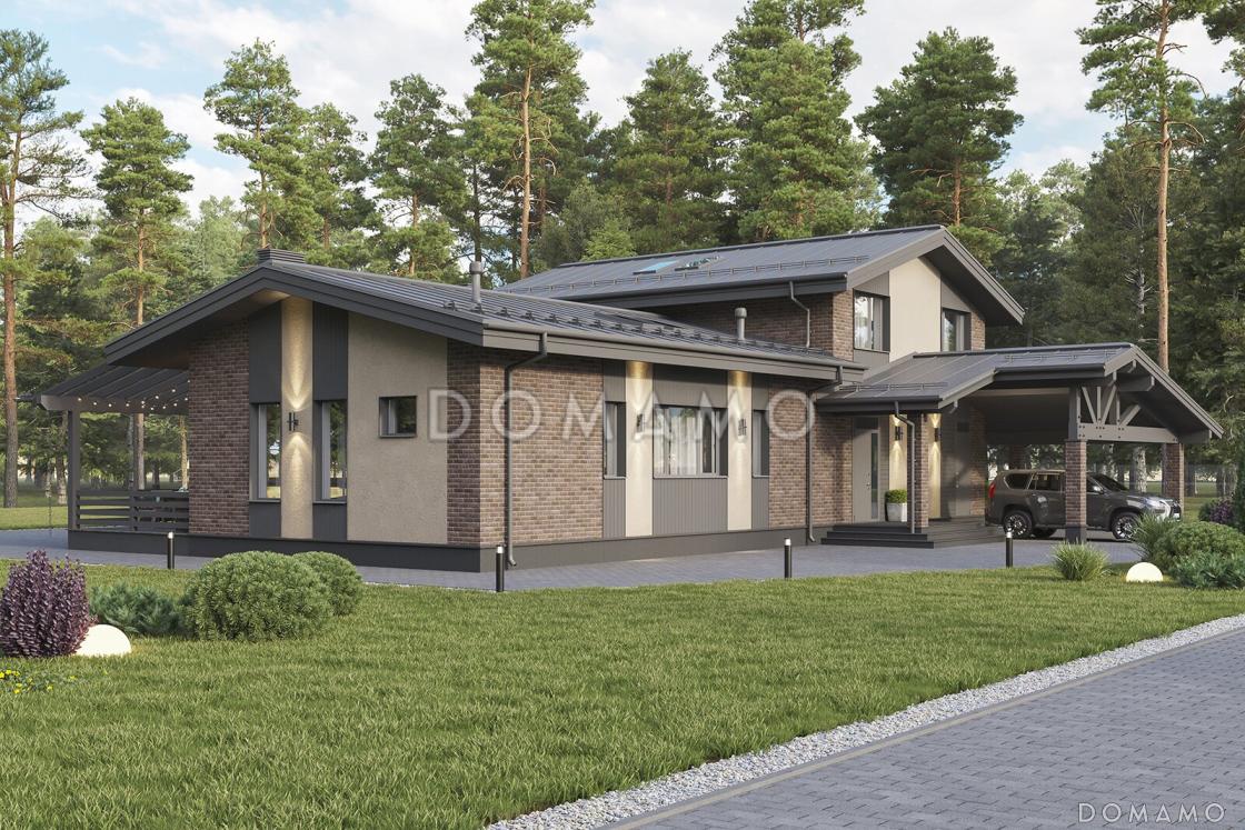 Проект каркасного дома в скандинавском стиле с сауной и террасой барбекю / 8