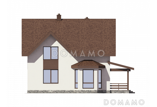 Проект загородного дома с крытой террасой и просторными спальными комнатами из SIP панелей / Фасад 4