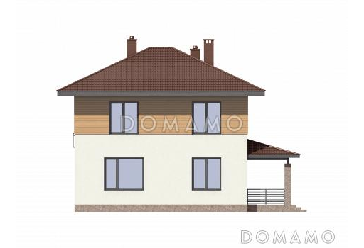 Проект двухэтажного дома из газобетона до 150 кв.м / Фасад 2