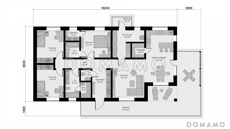 Пенаты M Брик Фрэш / План 1 этажа