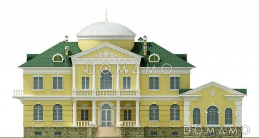 Проект двухэтажного особняка со львами у парадного входа / Фасад 1