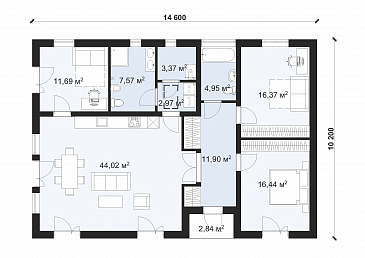 Проект одноэтажного дома с террасой S-119 / План 1 этажа Проект одноэтажного дома с террасой S-119 / План 1 этажа