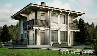 Проект дома из клееного бруса с тремя спальнями на втором этаже