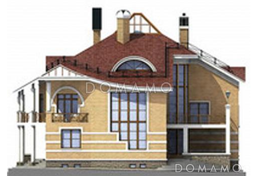 Проект коттеджа с оригинальной планировкой и гаражом на 2 а/м / Фасад 3