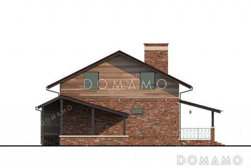 Проект дома с 4 спальнями на мансарде, гаражом и навесом для автомобиля / Фасад 4