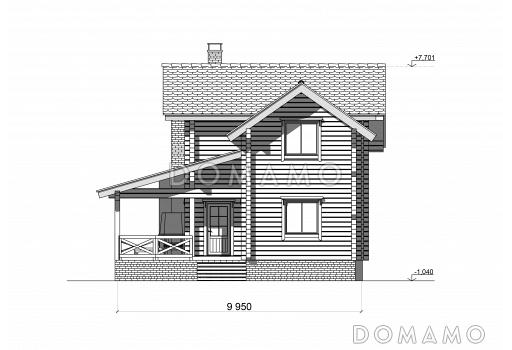 Проект коттеджа в брусовом исполнением с террасой / Фасад 1