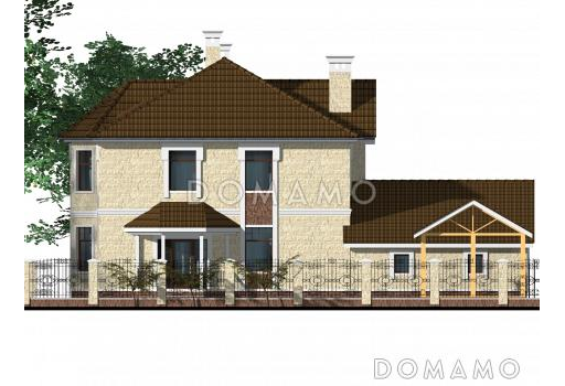 Проект дома из СИП панелей в классическом стиле с гаражом / Фасад 4