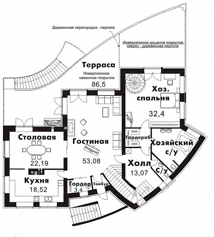 Элегантный дом в современном стиле / План 1 этажа