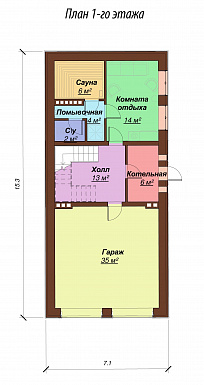 Проект дома с гаражом на два автомобиля / План 1 этажа Проект дома с гаражом на два автомобиля / План 1 этажа