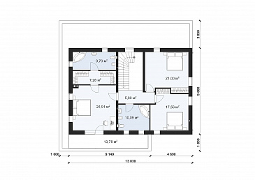 Проект современного дома с плоской кровлей в стиле Хай-Тек S-219-1 / План 2 этажа Проект современного дома с плоской кровлей в стиле Хай-Тек S-219-1 / План 2 этажа