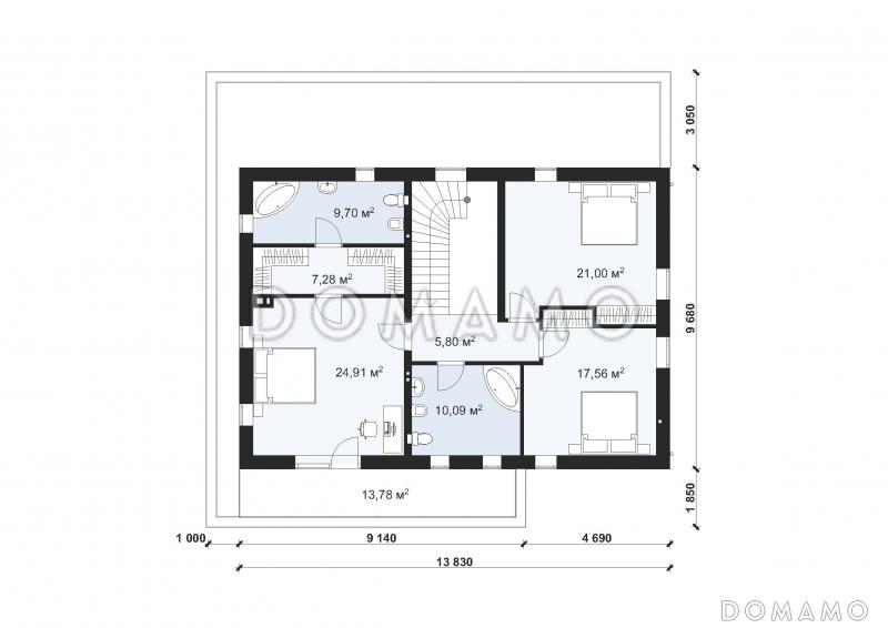 Проект современного дома с плоской кровлей в стиле Хай-Тек S-219-1 / План 2 этажа
