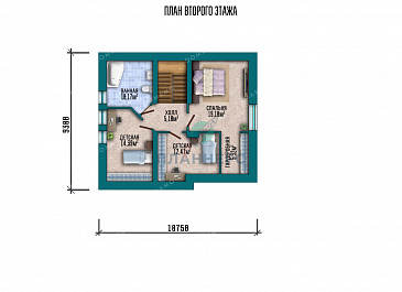 Проект домика с мансардой и встроенным гаражом / План мансардного этажа