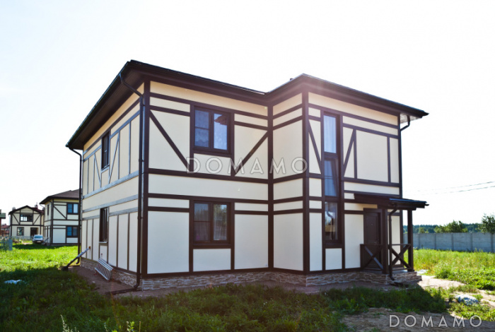 Проект двухэтажного дома из пеноблоков в стиле фахверк Проект двухэтажного дома из пеноблоков в стиле фахверк