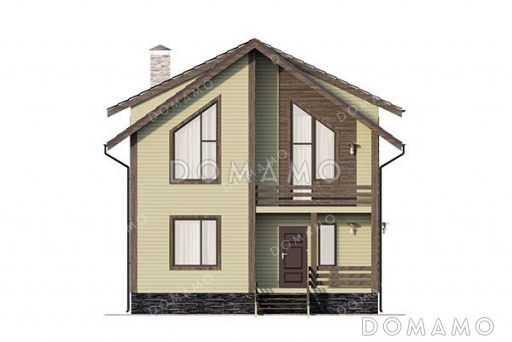 Проект одноэтажного дома с мансардой и балконом / Фасад 1