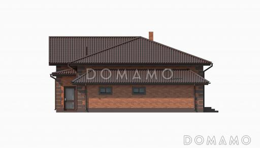 Проект дома с гаражом, хозпомещением, кухней-столовой с выходом во двор / Фасад 4