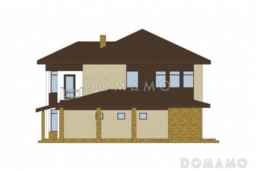 Проект дома из кирпича с эркером и балконом / Фасад 2