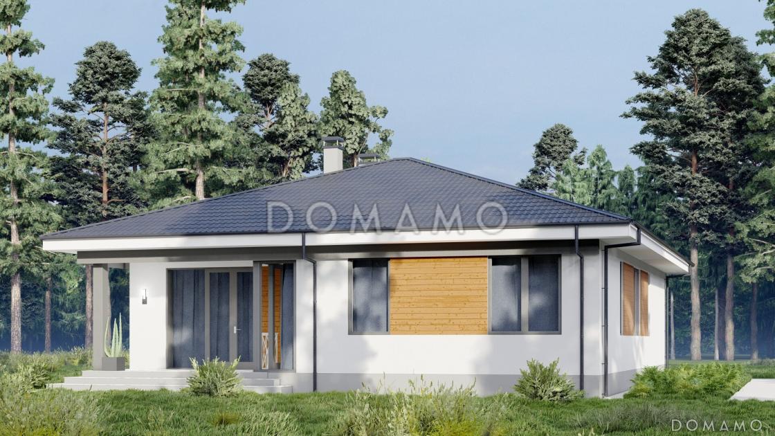 Проект одноэтажного дома в стиле хай-тек с тремя спальнями, гостиной и кабинетом / 3