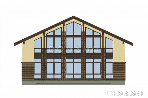 Проект каркасного мансардного дома с симметричными террасами и балконами / Фасад 3