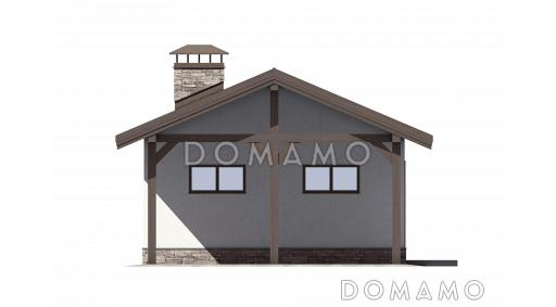 Проект навеса на один автомобиль с техническим и хозяйственным помещениями / Фасад 2