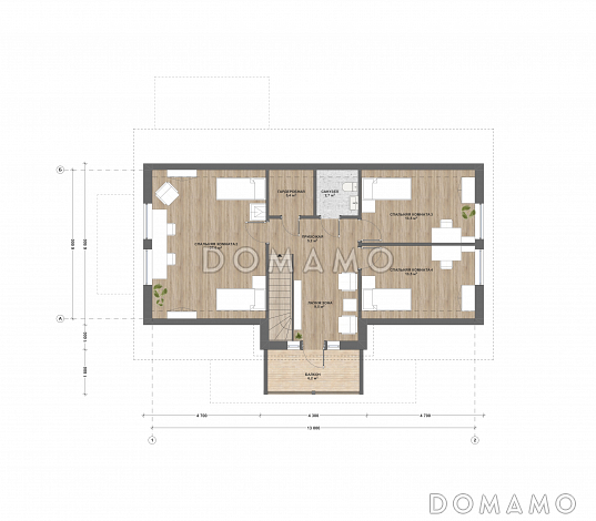 М-211 дом одноэтажный с мансардой / План мансардного этажа