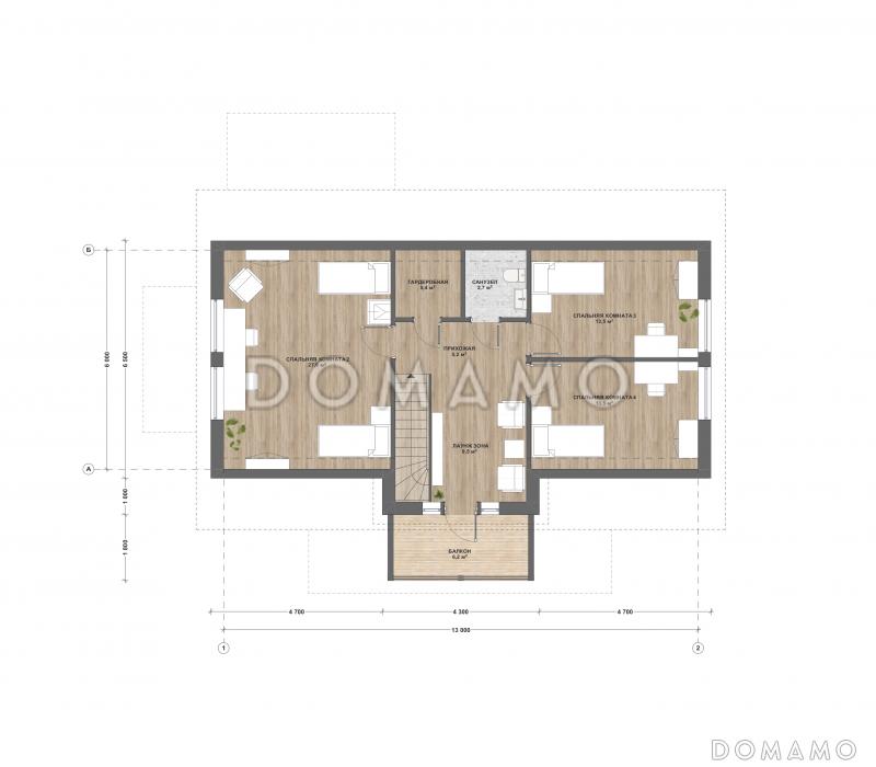 М-211 дом одноэтажный с мансардой / План мансардного этажа