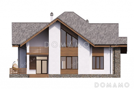 Проект одноэтажного дома с мансардой и террасой / Фасад 3