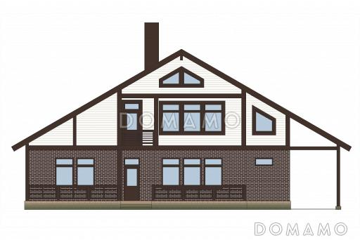 Проект дома из газобетонных блоков с отделкой из двух материалов / Фасад 1