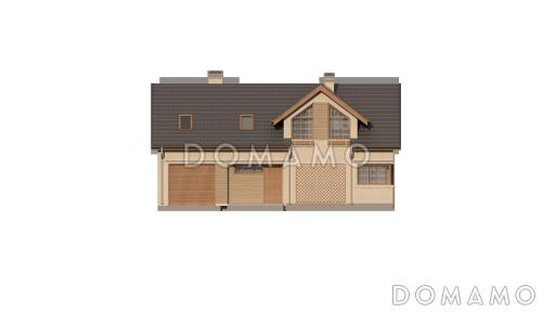 Проект одноэтажного мансардного дома из кирпича с встроенным гаражом / Фасад 3