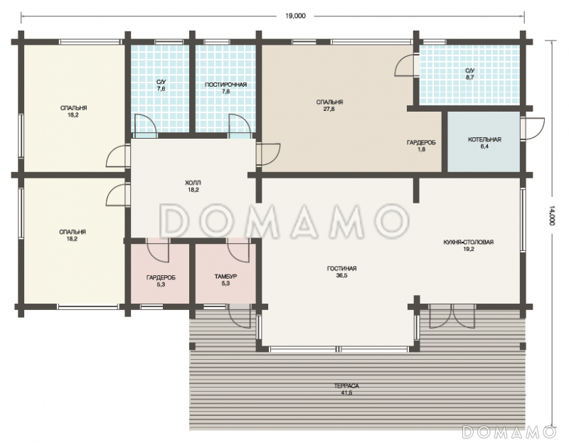 Проект одноэтажного дома с плоской крышей / План 1 этажа
