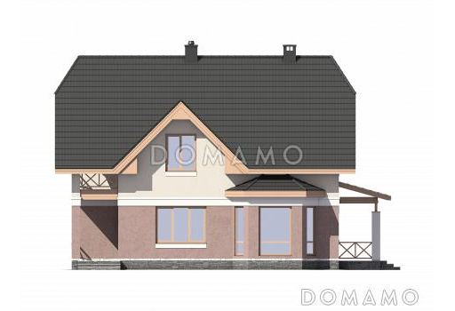 Проект небольшого дома с двумя крытыми террасами / Фасад 4