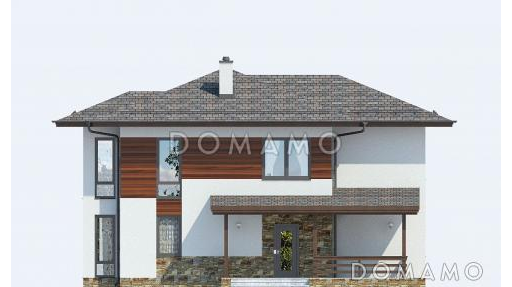 Проект  двухэтажного дома с просторной верандой / Фасад 4