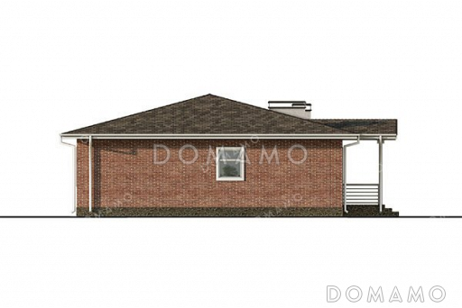 Проект одноэтажного дома с просторной террасой  / Фасад 3