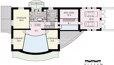 Проект двухэтажного дома с просторной гостиной, зимним садом, бассейном и кабинетом на втором этаже / План 2 этажа Проект двухэтажного дома с просторной гостиной, зимним садом, бассейном и кабинетом на втором этаже / План 2 этажа