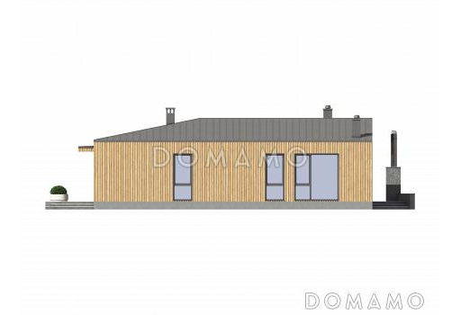 Проект современного кирпичного дома П-образной формы с патио / Фасад 3