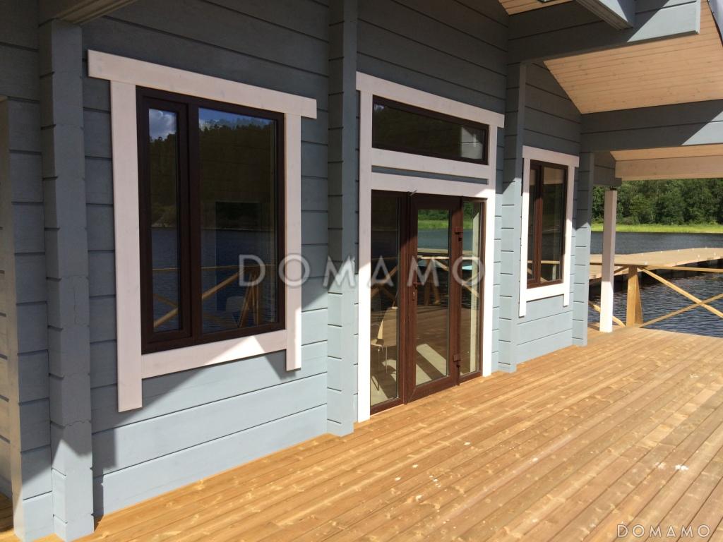 Проект деревянного дома из клееного бруса с крытой террасой расположенной по всему периметру дома / 9