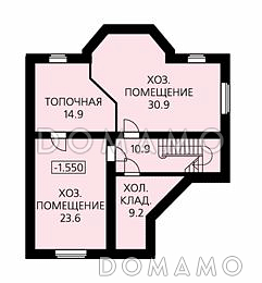 Проект дома из пенобетона с изысканными фасадами, гаражом на две машины, небольшой сауной / План цокольного этажа Проект дома из пенобетона с изысканными фасадами, гаражом на две машины, небольшой сауной / План цокольного этажа