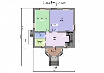 Проект большого двухэтажного дома с цоколем и мансардой,с эркером, сауной и бассейном / План 1 этажа Проект большого двухэтажного дома с цоколем и мансардой,с эркером, сауной и бассейном / План 1 этажа