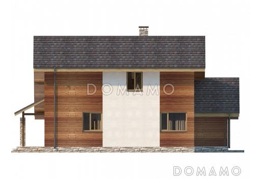 Проект загородного дома с мансардой и гаражом для двух автомобилей / Фасад 2
