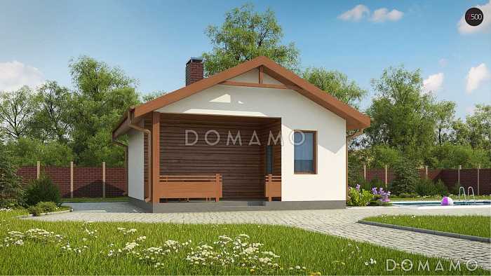 Проект небольшой бани из кирпича с комнатой отдыха и крытой террасой Проект небольшой бани из кирпича с комнатой отдыха и крытой террасой