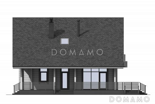 Проект дома из бруса с 4 спальнями, вторым светом и длинной террасой / Фасад 2