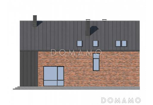 Проект дома с террасой, просторной гостиной, комнатами с санузлом / Фасад 4