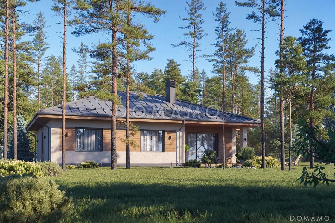 Проект кирпичного одноэтажного дома с тремя спальнями и кухней-столовой-гостиной / 9