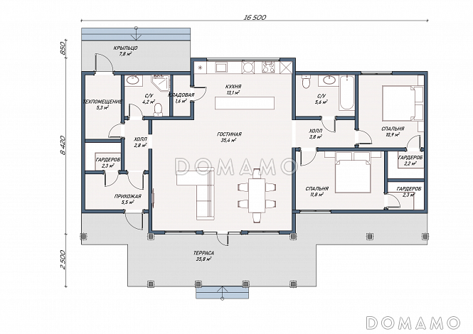 Каркасный дом "Ллойд" / План 1 этажа