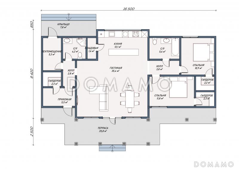 Каркасный дом "Ллойд" / План 1 этажа