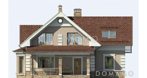 Проект дома из газобетона с мансардными окнами / Фасад 1