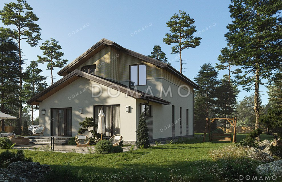 Проект одноэтажного дома с мансардой и террасой / 2