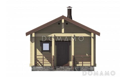 Проект бани с гостевой комнатой, террасой, парной и душевой / Фасад 1