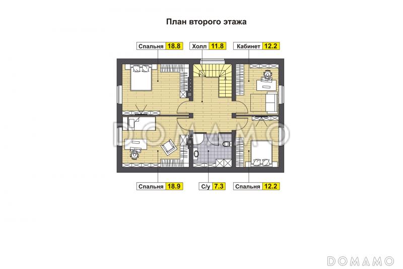 Проект газобетонного дома с открытой дневной зоной первого этажа / План 2 этажа